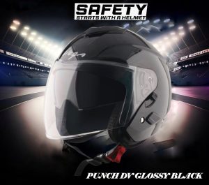 PUNCH DV GLOSSY BLACK – Premium Open Face Helmet