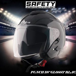PUNCH DV GLOSSY BLACK – Premium Open Face Helmet