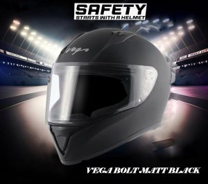 VEGA BOLT MATT BLACK – Premium Full Face Helmet