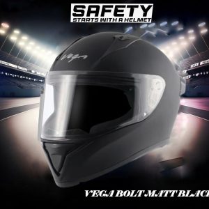 VEGA BOLT MATT BLACK – Premium Full Face Helmet