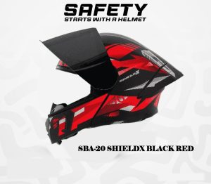 SBA-20 SHIELDX BLACK RED – Premium Sports Helmet
