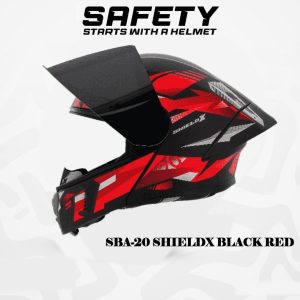 SBA-20 SHIELDX BLACK RED – Premium Sports Helmet